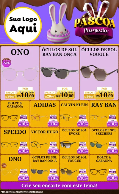 Modelo de Encarte para Encarte Grande com o tema Páscoa Premiada para Óticas