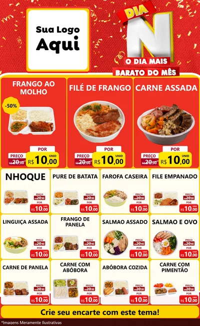 Modelo de Encarte para Encarte Grande com o tema Dia N o Dia Mais Barato do Mês para Restaurante