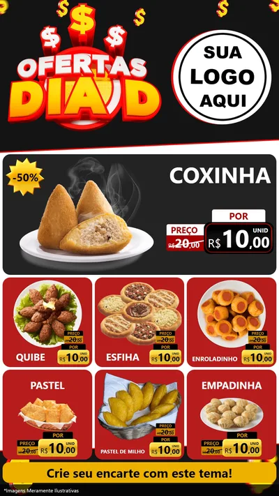 Modelo de Rede Social para Stories com o tema Ofertas Dia D para Salgadaria