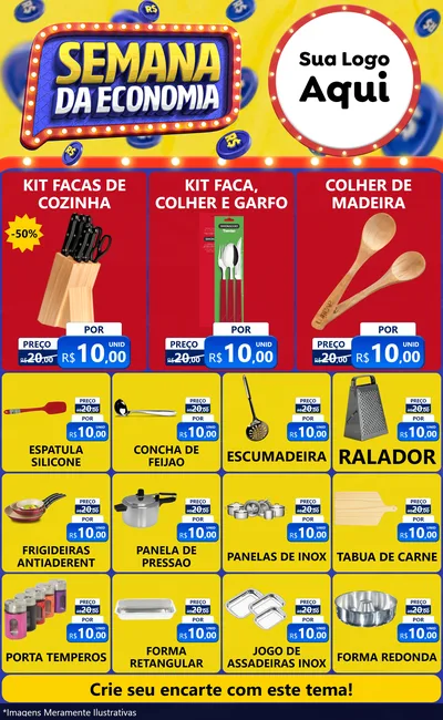 Modelo de Encarte para Encarte Grande com o tema Semana da Economia para Utilidades Domésticas
