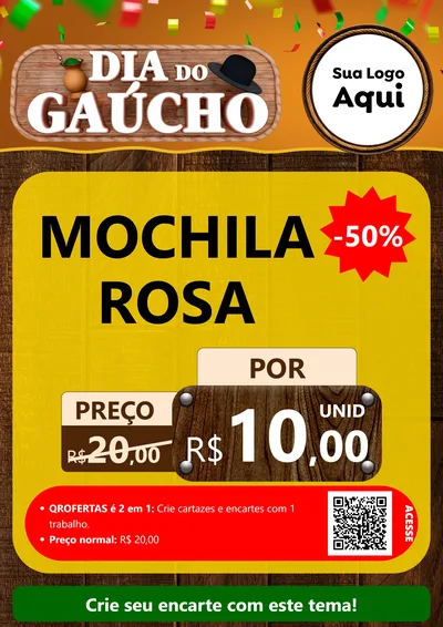 Modelo de Cartaz para Cartaz A4 Vertical com o tema Dia do Gaúcho para Papelaria