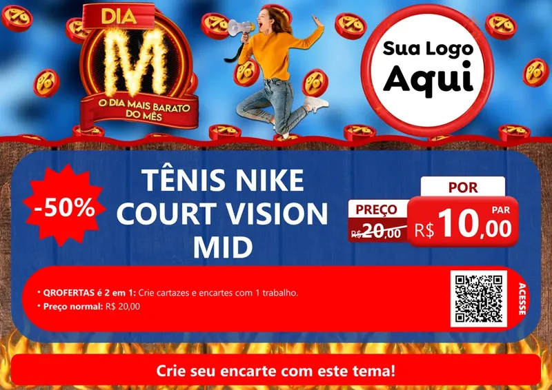 Modelo de Cartaz para Cartaz A4 Horizontal com o tema Dia M - O Dia Mais Barato Do Mês para Calçados