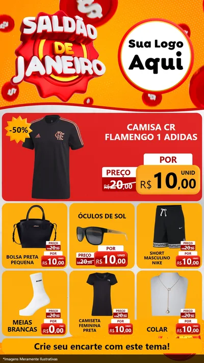 Modelo de Rede Social para Stories com o tema Saldão de Janeiro para Roupas e acessórios