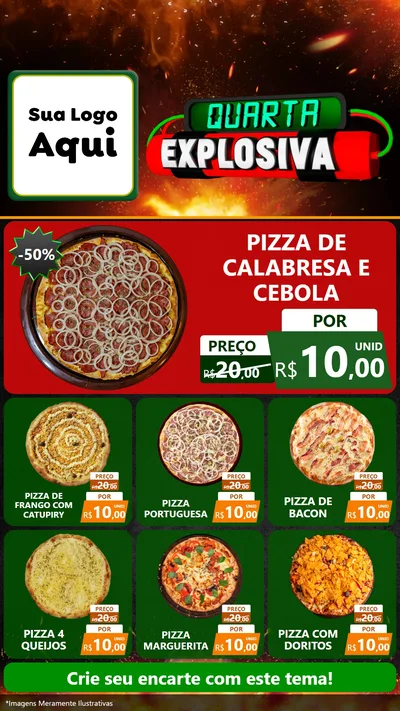 Modelo de Rede Social para Stories com o tema Quarta Explosiva para Pizzaria