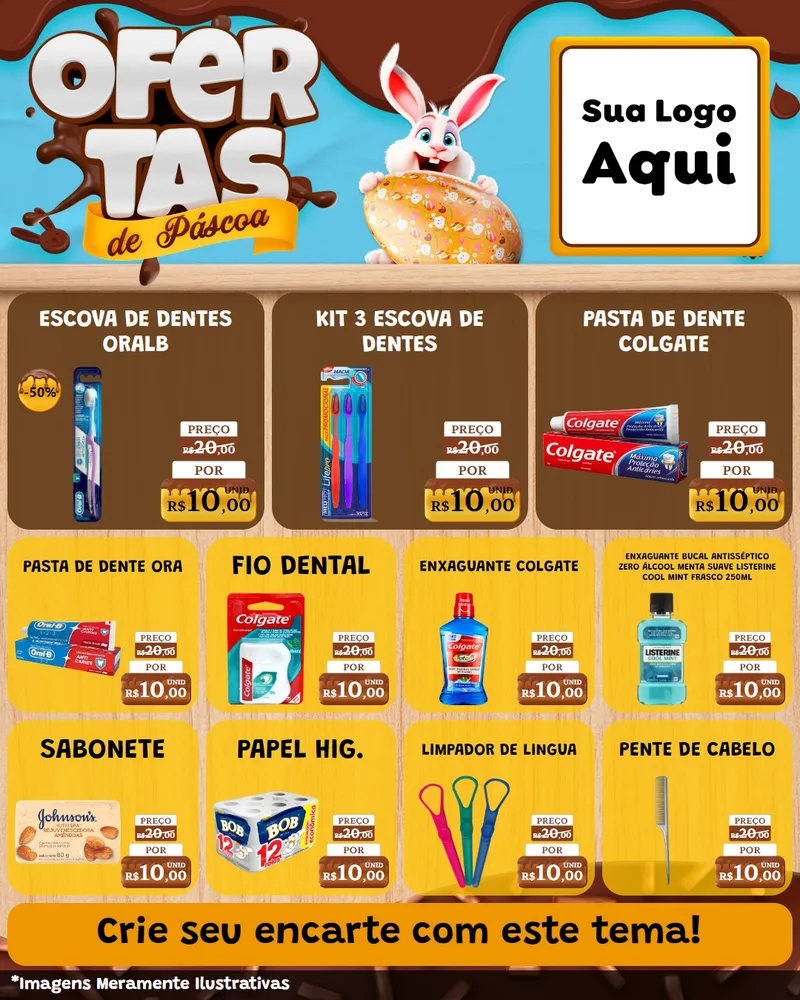 Modelo de Rede Social para Feed Instagram com o tema Ofertas de Páscoa para Higiene Pessoal