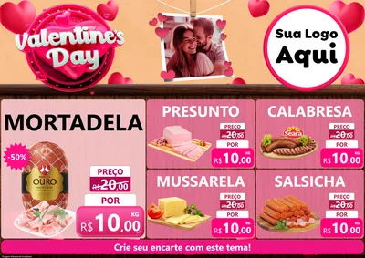 Modelo de Encarte para Encarte A4 Horizontal com o tema Valentine's Day para Frios e Laticínios