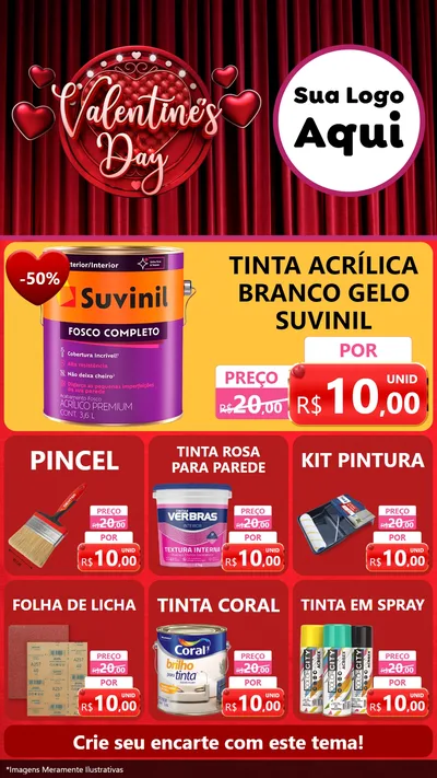 Modelo de Rede Social para Stories com o tema Valentine's Day para Tintas e Ferramentas