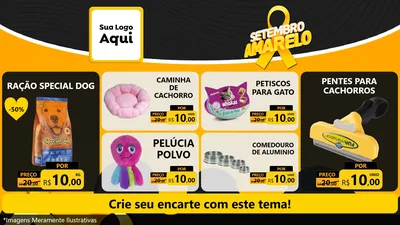 Modelo de TV para TV Horizontal com o tema Setembro Amarelo para Pet Shop