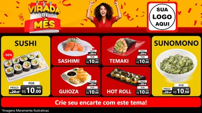 Modelo de TV para TV Horizontal com o tema Virada de Mês para Comida japonesa