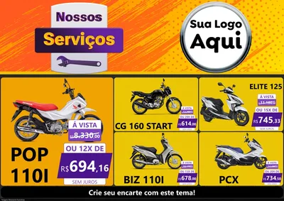 Modelo de Encarte para Encarte A4 Horizontal com o tema Nossos Serviços para Concessionaria de Motos