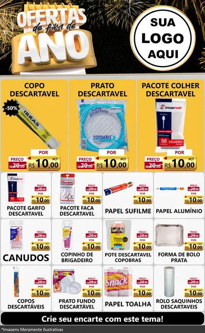Modelo de Encarte para Encarte Grande com o tema Ofertas de Fim de Ano para Embalagens
