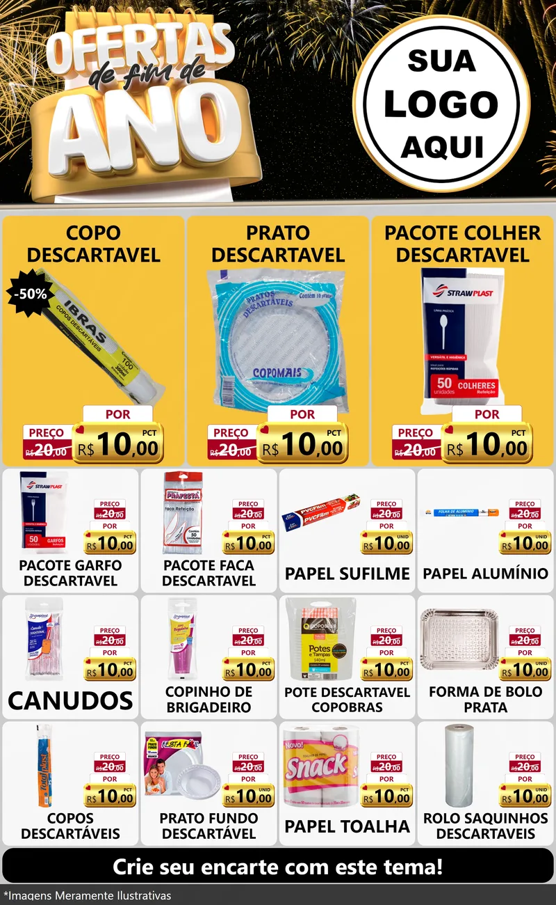 Modelo de Encarte para Encarte Grande com o tema Ofertas de Fim de Ano para Embalagens