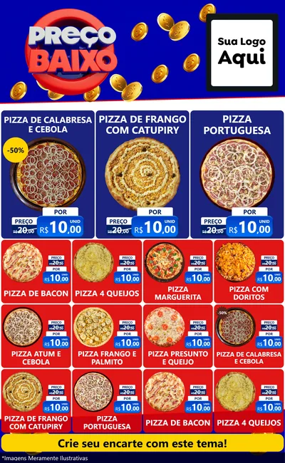 Modelo de Encarte para Encarte Grande com o tema Preço Baixo para Pizzaria