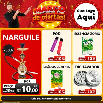 Modelo de Rede Social para Feed Facebook com o tema Março de Ofertas! para Tabacaria