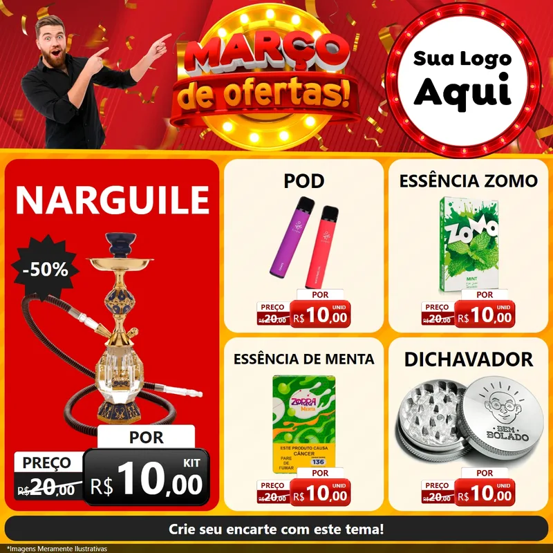 Modelo de Rede Social para Feed Facebook com o tema Março de Ofertas! para Tabacaria