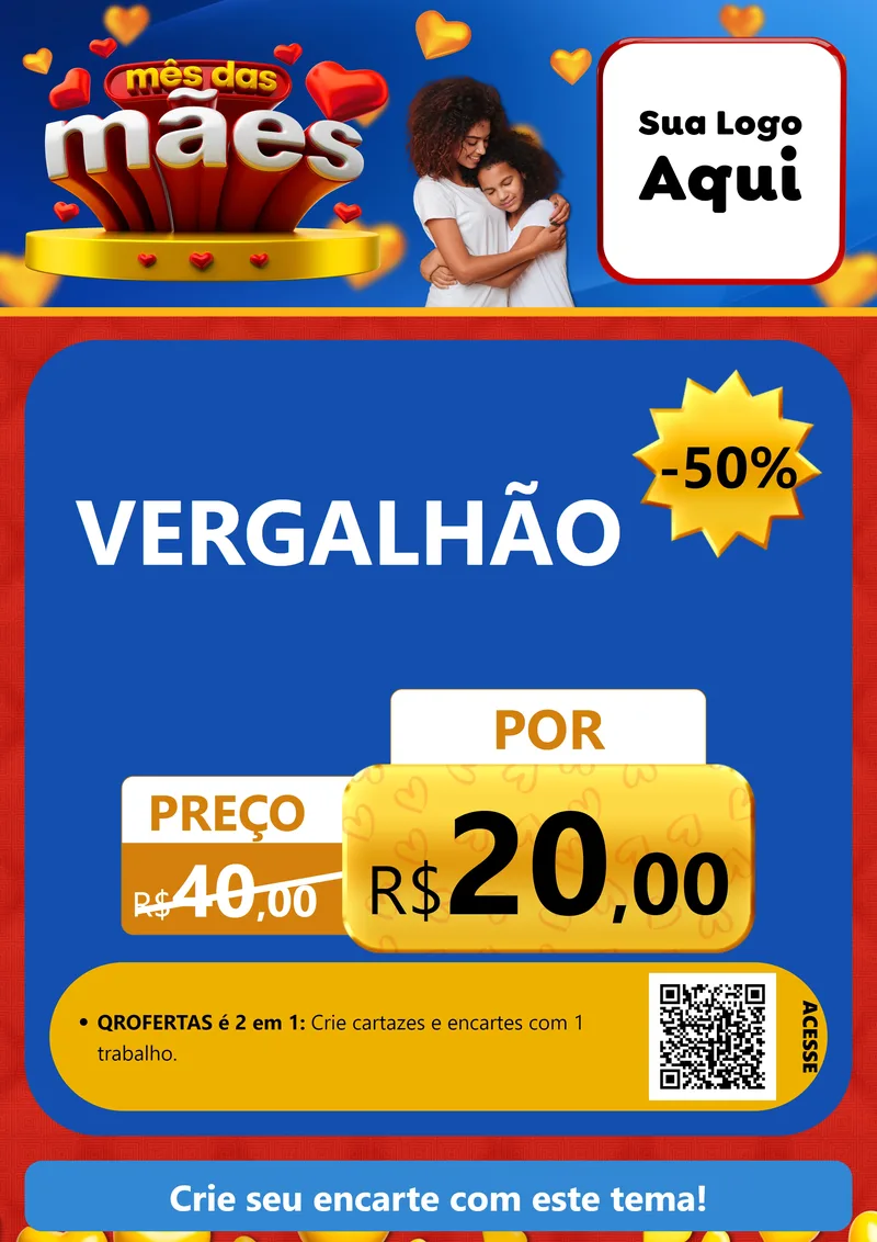 Modelo de Cartaz para Cartaz A4 Vertical com o tema Mês das Mães para Ferragens