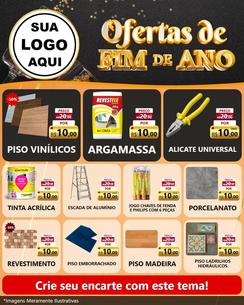 Modelo de Rede Social para Feed Instagram com o tema Ofertas de Fim de Ano para Material para Construção