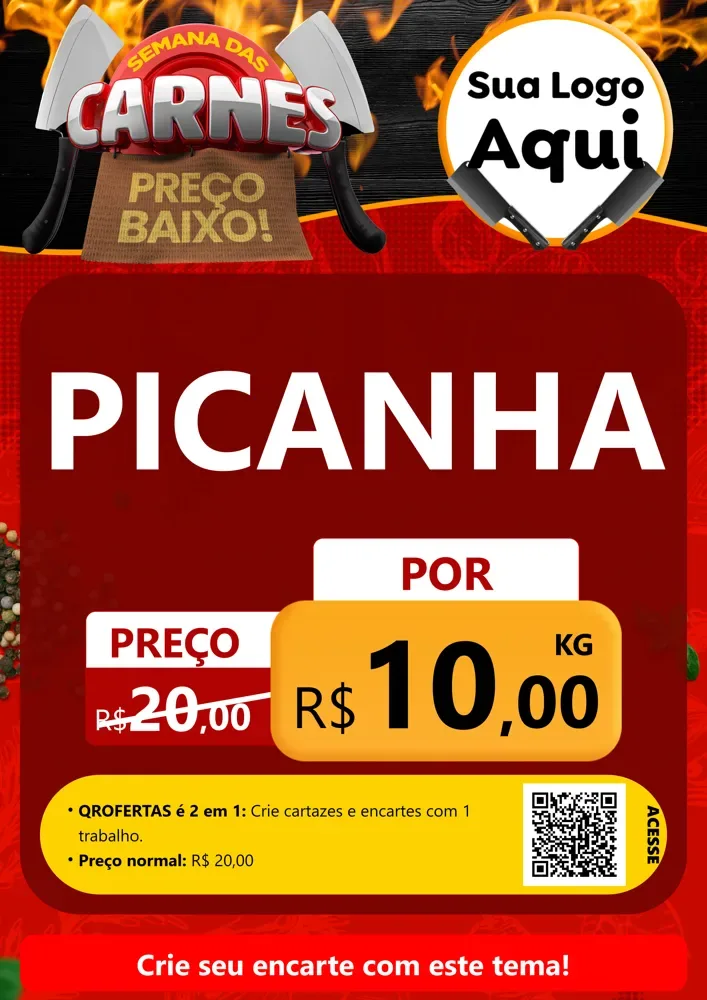 Modelo de Cartaz para Cartaz A4 Vertical com o tema Semana das Carnes para Açougue