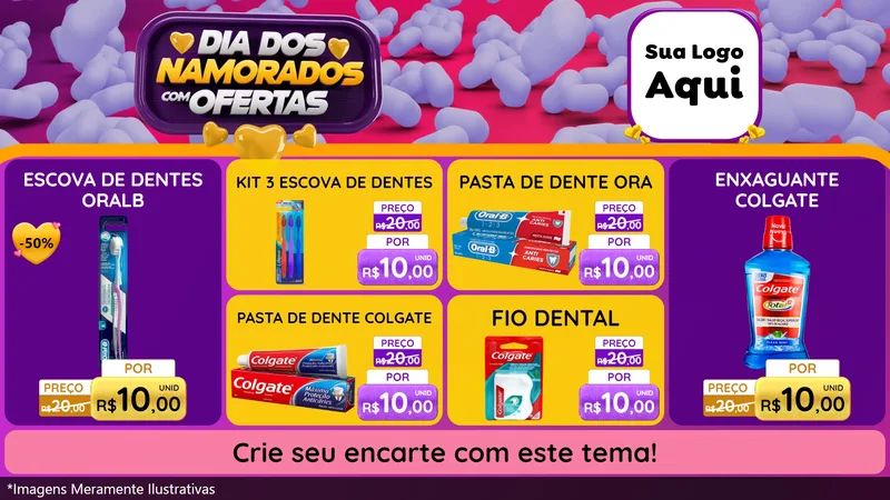Modelo de TV para TV Horizontal com o tema Dia Dos Namorados Com Ofertas para Higiene Pessoal