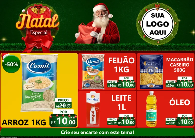 Modelo de Encarte para Encarte A4 Horizontal com o tema Natal Especial para Supermercado
