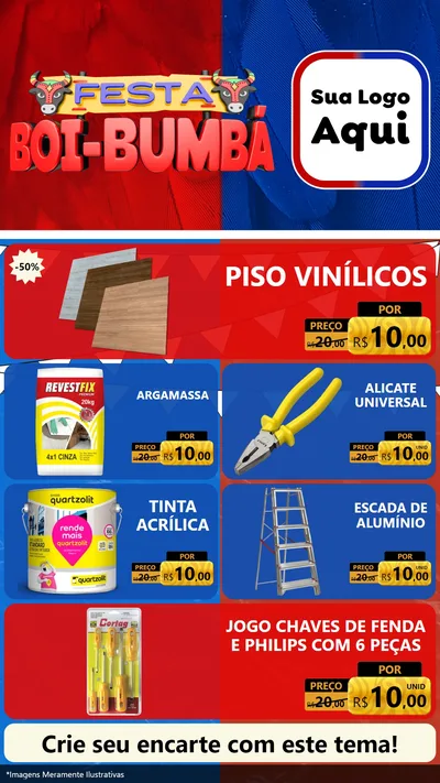 Modelo de TV para TV Vertical com o tema Festa Boi Bumbá para Material para Construção