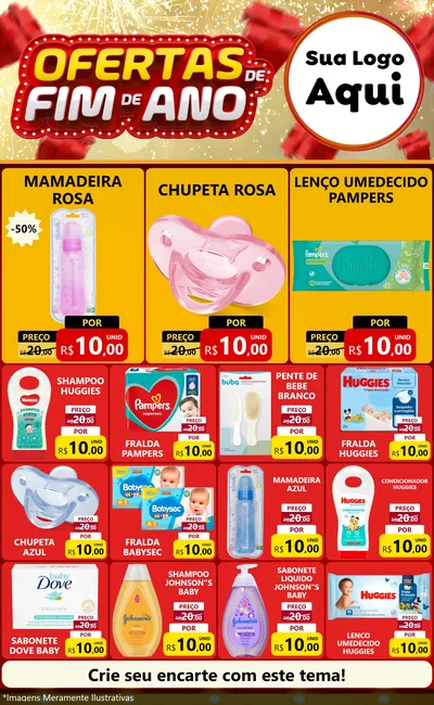 Modelo de Encarte para Encarte Grande com o tema Ofertas de Fim de Ano para Bebês