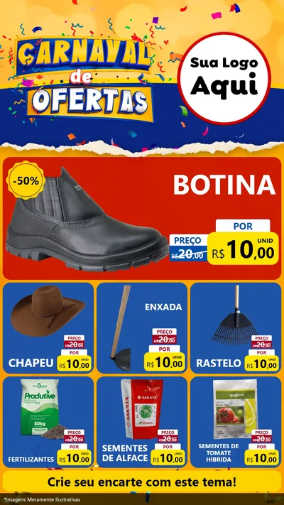 Modelo de Rede Social para Stories com o tema Carnaval de Ofertas para Agropecuária