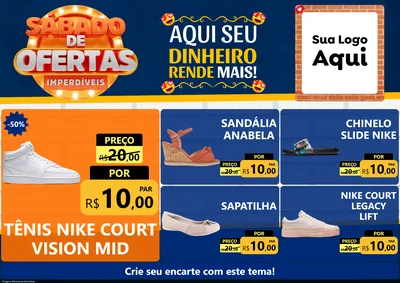 Modelo de Encarte para Encarte A4 Horizontal com o tema Sábado de Ofertas Imperdíveis para Calçados