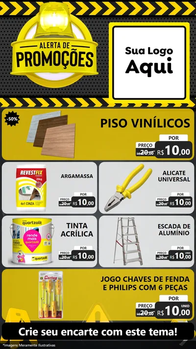 Modelo de TV para TV Vertical com o tema Alerta de Promoções para Material para Construção