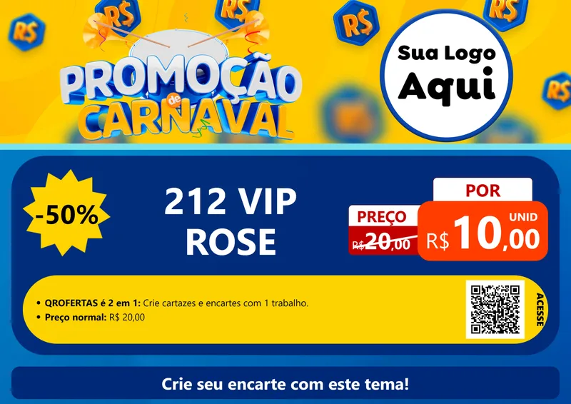 Modelo de Cartaz para Cartaz A4 Horizontal com o tema Promoção de Carnaval para Perfumes