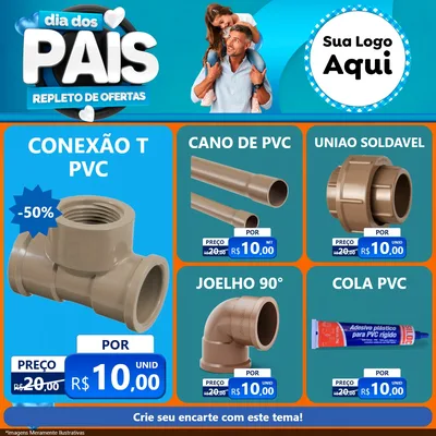 Modelo de Rede Social para Feed Facebook com o tema Dia Dos Pais Repleto de Ofertas para Tubos e conexões