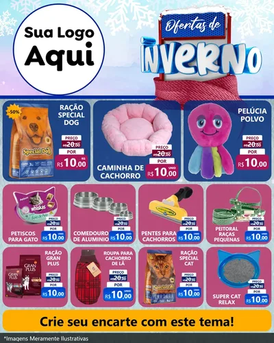 Modelo de Rede Social para Feed Instagram com o tema Ofertas de Inverno para Pet Shop