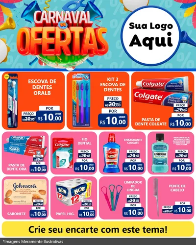 Modelo de Rede Social para Feed Instagram com o tema Carnaval de Ofertas para Higiene Pessoal