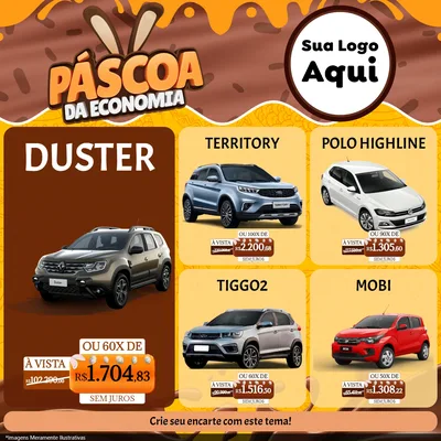Modelo de Rede Social para Feed Facebook com o tema Páscoa da Economia para Concessionaria de Carros