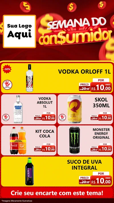 Modelo de TV para TV Vertical com o tema Semana do Consumidor para Distribuidora de bebidas