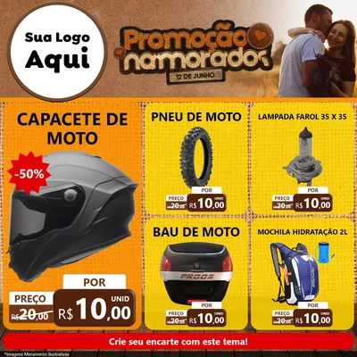 Modelo de Rede Social para Feed Facebook com o tema Promoção Namorados para Moto peças