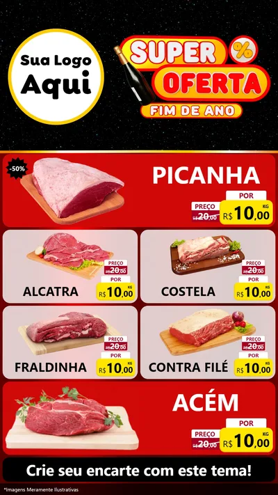 Modelo de TV para TV Vertical com o tema Super Oferta Fim de Ano para Açougue