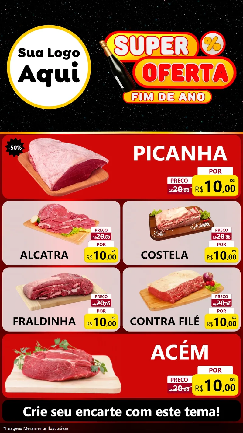 Modelo de TV para TV Vertical com o tema Super Oferta Fim de Ano para Açougue