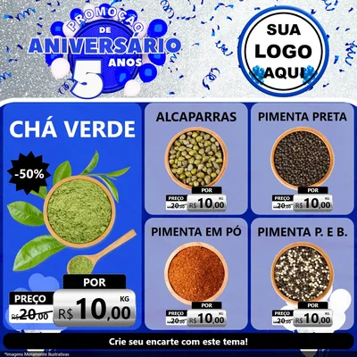 Modelo de Rede Social para Feed Facebook com o tema Promoção de Aniversário - 5 Anos para Produtos Naturais