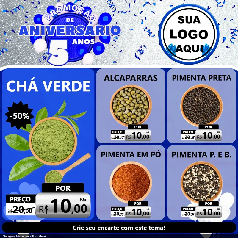 Modelo de Rede Social para Feed Facebook com o tema Promoção de Aniversário - 5 Anos para Produtos Naturais