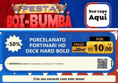 Modelo de Cartaz para Cartaz A4 Horizontal com o tema Festa Boi Bumbá para Pisos e revestimentos