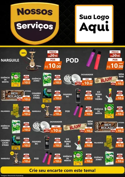 Modelo de Encarte para Encarte A4 Vertical com o tema Nossos Serviços para Tabacaria