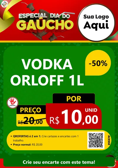 Modelo de Cartaz para Cartaz A4 Vertical com o tema Especial Dia do Gaúcho para Distribuidora de bebidas