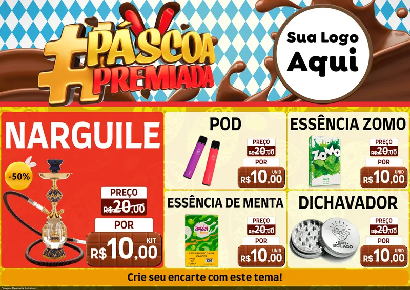 Modelo de Encarte para Encarte A4 Horizontal com o tema Páscoa Premiada para Tabacaria