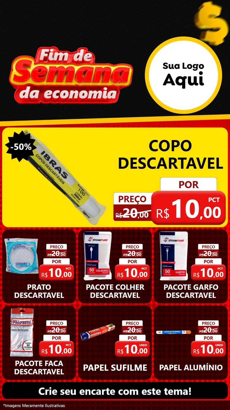 Modelo de Rede Social para Stories com o tema Fim de Semana da Economia para Embalagens