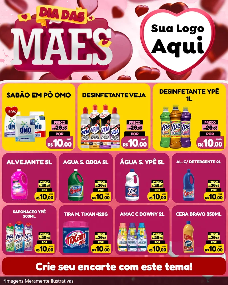 Modelo de Rede Social para Feed Instagram com o tema Dia Das Mães para Produtos de Limpeza