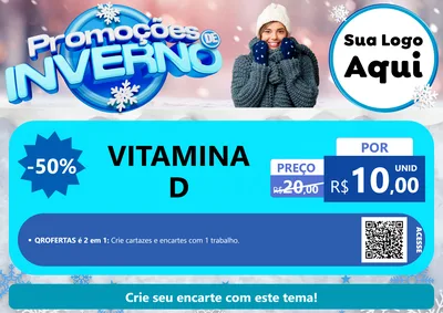 Modelo de Cartaz para Cartaz A4 Horizontal com o tema Promoções de Inverno para Farmácia