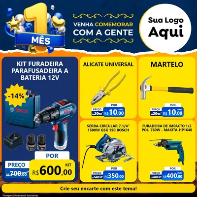 Modelo de Rede Social para Feed Facebook com o tema Um Mês de Aniversário para Maquinas e Ferramentas