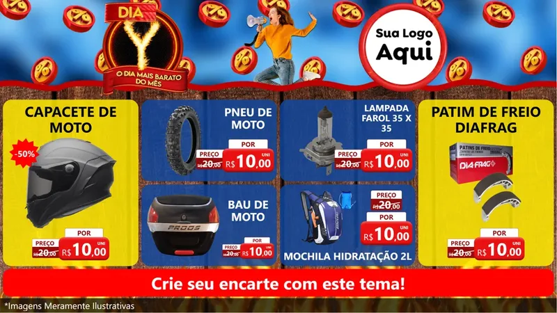 Modelo de TV para TV Horizontal com o tema Dia Y - O Dia Mais Barato Do Mês para Moto peças