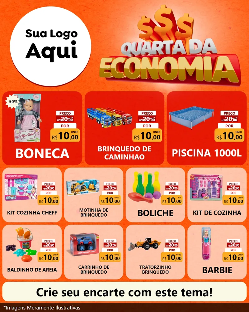 Modelo de Rede Social para Feed Instagram com o tema Quarta da Economia para Brinquedos